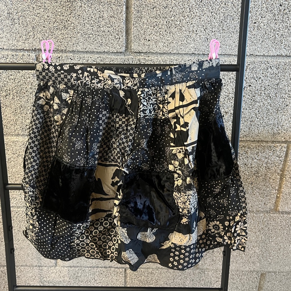 Urban Outfitters Black and Cream Patchwork Skirt